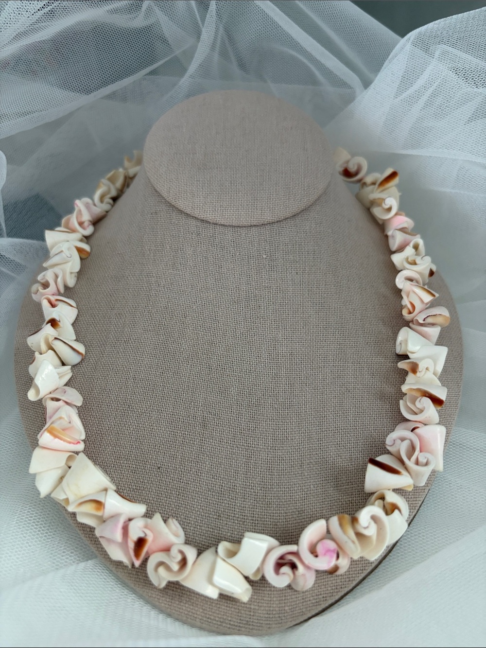 Handcrafted Pink and Cream Shell Necklace